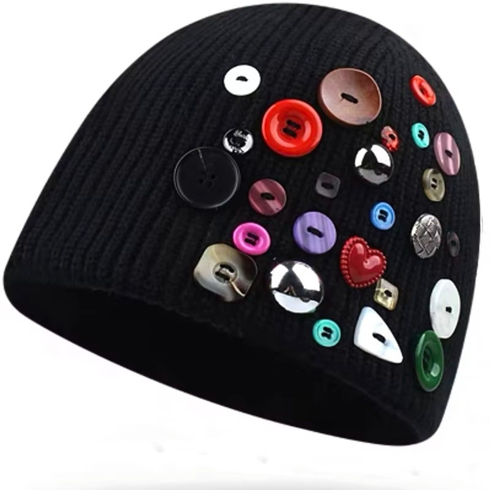 Berretto Colorato con Bottoni, - Beanie Cuffed Knit recensione e prezzo